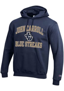 Champion John Carroll Blue Streaks Mens Navy Blue No 1 Graphic Long Sleeve Hoodie