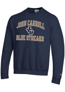 Champion John Carroll Blue Streaks Mens Navy Blue No 1 Graphic Long Sleeve Crew Sweatshirt