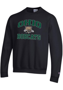 Champion Ohio Bobcats Mens Black No 1 Graphic Long Sleeve Crew Sweatshirt