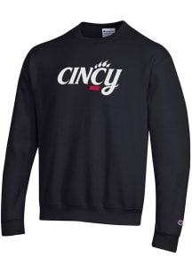 Champion Cincinnati Bearcats Mens Black Cincy Wordmark Long Sleeve Crew Sweatshirt