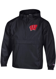 Mens Wisconsin Badgers Black Champion Packable Light Weight Jacket