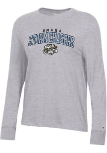 Champion Omaha Storm Chasers Womens Grey Core LS Tee