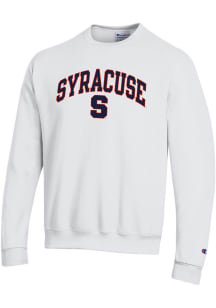 Champion Syracuse Orange Mens White Arch Mascot Long Sleeve Crew Sweatshirt