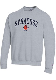 Champion Syracuse Orange Mens Grey Arch Mascot Long Sleeve Crew Sweatshirt