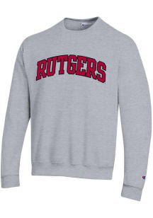 Mens Rutgers Scarlet Knights Grey Champion Arch Name Twill Crew Sweatshirt