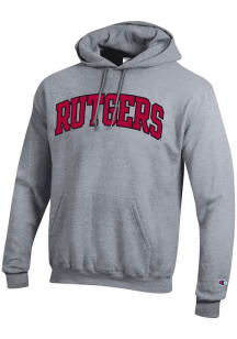 Mens Rutgers Scarlet Knights Grey Champion Arch Name Twill Hooded Sweatshirt