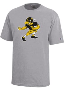 Youth Iowa Hawkeyes Grey Champion Primary Logo Short Sleeve T-Shirt