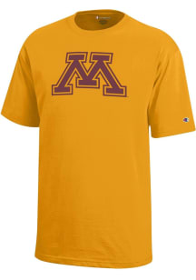 Youth Minnesota Golden Gophers Gold Champion Primary Logo Short Sleeve T-Shirt