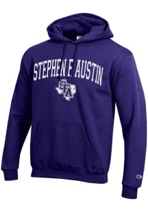 Champion SFA Lumberjacks Mens Purple Arch Mascot Long Sleeve Hoodie