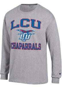 Champion Lubbock Christian University Chaps Grey Number One Design Long Sleeve T Shirt