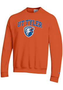 Champion UT Tyler Patriots Mens Orange Arch Mascot Long Sleeve Crew Sweatshirt