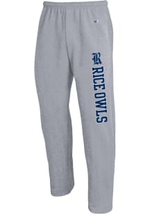 Champion Rice Owls Mens Grey Wordmark Open Bottom Sweatpants