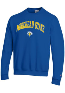 Champion Morehead State Eagles Mens Blue Arch Mascot Long Sleeve Crew Sweatshirt