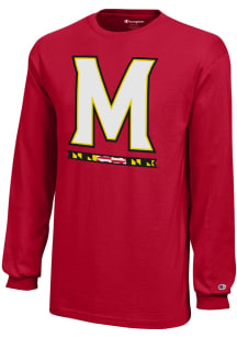 Youth Maryland Terrapins Red Champion Primary Logo Long Sleeve T-Shirt