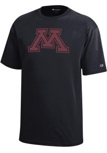 Youth Minnesota Golden Gophers Black Champion Primary Logo Short Sleeve T-Shirt