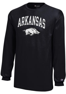 Champion Arkansas Razorbacks Youth Black Primary Logo Long Sleeve T-Shirt