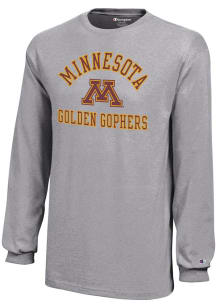 Youth Minnesota Golden Gophers Grey Champion Primary Logo Long Sleeve T-Shirt