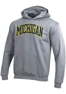 Champion Michigan Wolverines Youth Grey Primary Logo Long Sleeve Hoodie