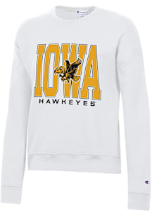 Champion Iowa Hawkeyes Womens White Powerblend Crew Sweatshirt
