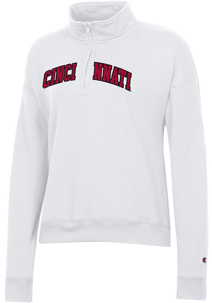 Champion Cincinnati Bearcats Womens White Twill 1/4 Zip Pullover