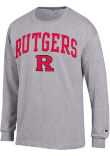 Mens Rutgers Scarlet Knights Grey Champion Arch Mascot Tee