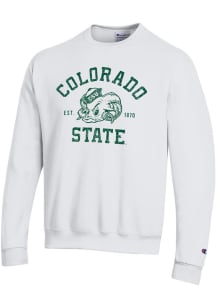 Champion Colorado State Rams Mens White No 1 Vault Long Sleeve Crew Sweatshirt