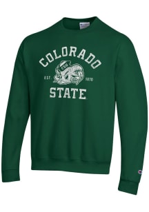 Champion Colorado State Rams Mens Green No 1 Vault Long Sleeve Crew Sweatshirt