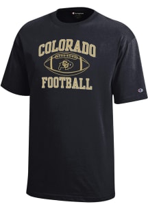 Champion Colorado Buffaloes Youth Black Football Sport Drop Short Sleeve T-Shirt