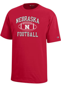 Champion Nebraska Cornhuskers Youth Red Football Sport Drop Short Sleeve T-Shirt