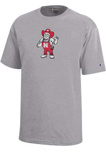 Champion Nebraska Cornhuskers Youth Grey Primary Logo Short Sleeve T-Shirt