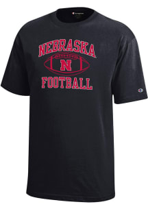 Champion Nebraska Cornhuskers Youth Black Primary Logo Short Sleeve T-Shirt