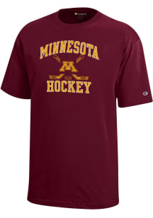 Youth Minnesota Golden Gophers Maroon Champion Hockey Sport Drop Short Sleeve T-Shirt