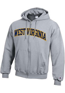 Champion West Virginia Mountaineers Mens Grey Twill Team Name Long Sleeve Full Zip Jacket