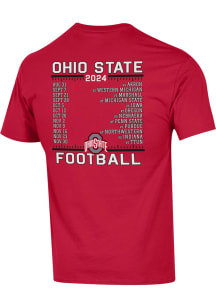 Ohio State Buckeyes Red Champion 2024 Football Schedule Short Sleeve T Shirt