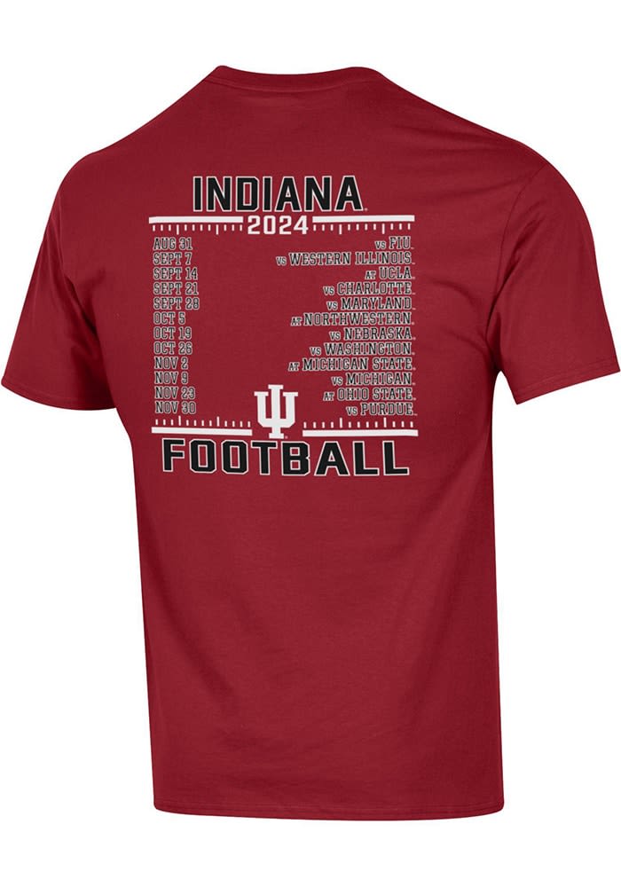 Champion CRIMSON Indiana Hoosiers 2024 Football Schedule Short Sleeve T  Shirt