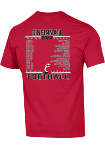 Champion Cincinnati Bearcats Red 2024 Football Schedule Short Sleeve T Shirt