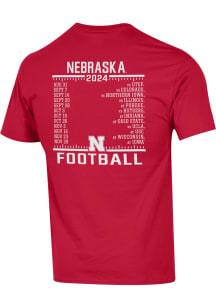 Nebraska Cornhuskers Red Champion 2024 Football Schedule Short Sleeve T Shirt