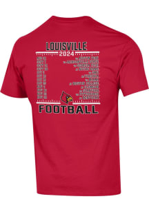 Champion Louisville Cardinals Red 2024 Football Schedule Short Sleeve T Shirt