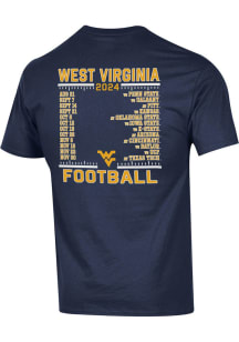 Champion West Virginia Mountaineers Navy Blue 2024 Football Schedule Short Sleeve T Shirt