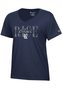 Champion Rice Owls Womens Navy Blue Core Short Sleeve T-Shirt