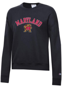 Womens Maryland Terrapins Black Champion Powerblend Crew Sweatshirt