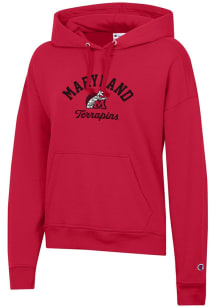 Womens Maryland Terrapins Red Champion Powerblend Hooded Sweatshirt