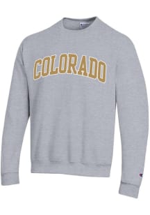 Champion Colorado Buffaloes Mens Grey Twill Arch Name Long Sleeve Crew Sweatshirt