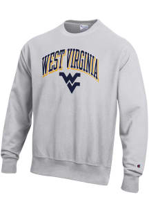 Champion West Virginia Mountaineers Mens Grey Drop Shadow Long Sleeve Crew Sweatshirt