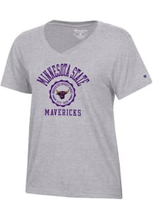 Champion Minnesota State Mankato Mavericks Womens Grey Core V Short Sleeve T-Shirt