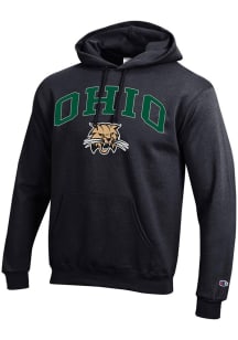 Champion Ohio Bobcats Mens Black Arch Mascot Powerblend Long Sleeve Hoodie