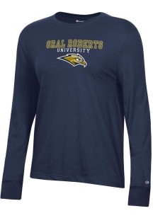 Champion Oral Roberts Golden Eagles Womens Navy Blue Core LS Tee