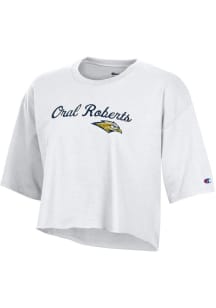 Champion Oral Roberts Golden Eagles Womens White Boyfriend Short Sleeve T-Shirt