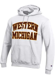 Mens Western Michigan Broncos White Champion Arch Name Powerblend Hooded Sweatshirt