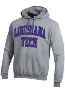 Champion Louisiana Tech Bulldogs Mens Grey Twill Arch Name Long Sleeve Hoodie